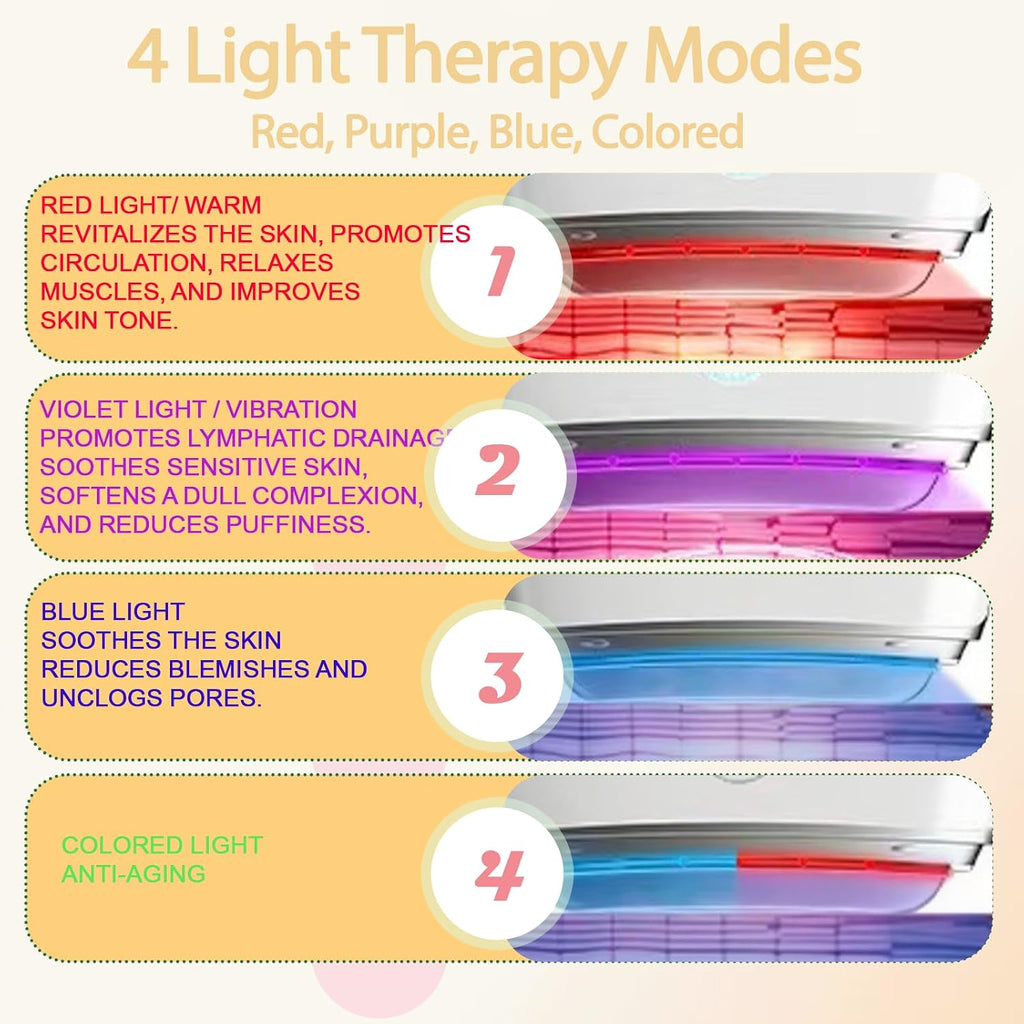 Electric Gua Sha Facial Tool with 4 Color Modes, Heated Gua Sha | Red Light Facial Device with Heat and Vibration for Face, Neck and Jawline Skin Care at Home, Gifts for Women, White
